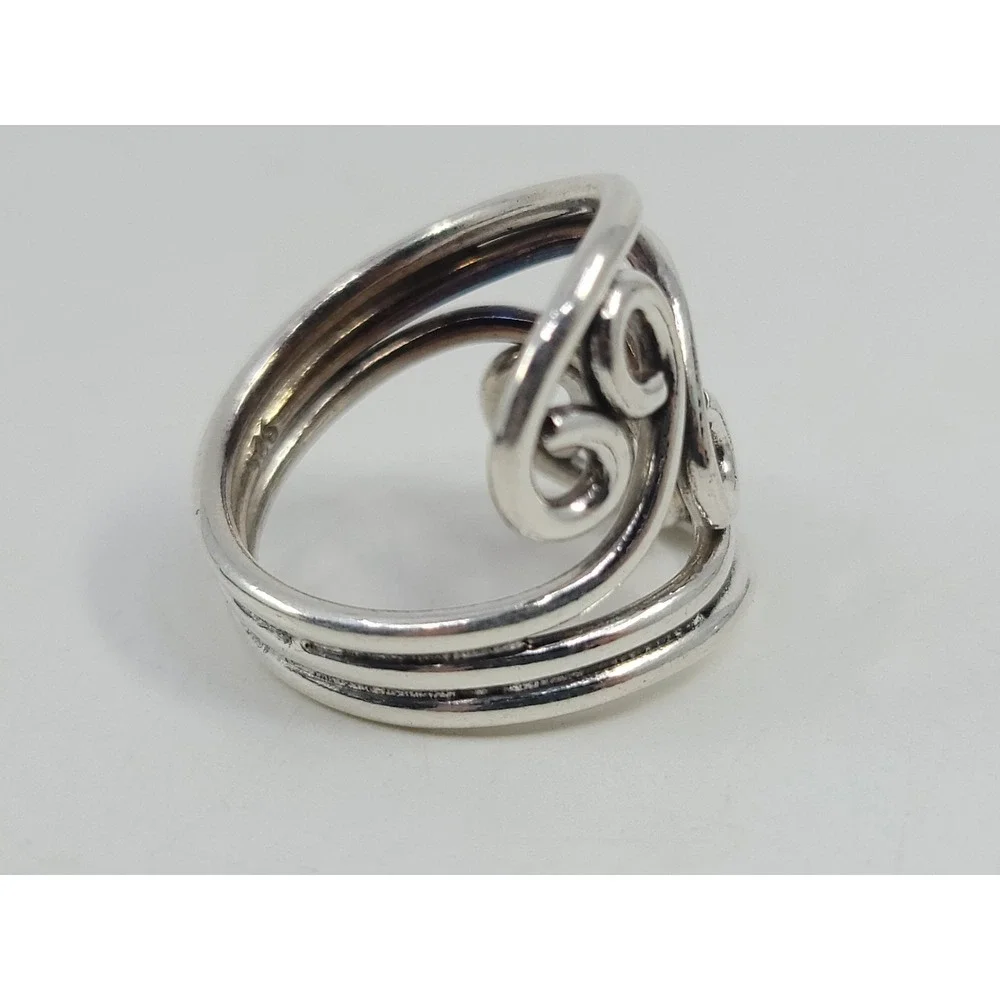 Sterling Silver 925 Three Strand Swirl Pattern Mid Finger Womens Ring Size 8.5